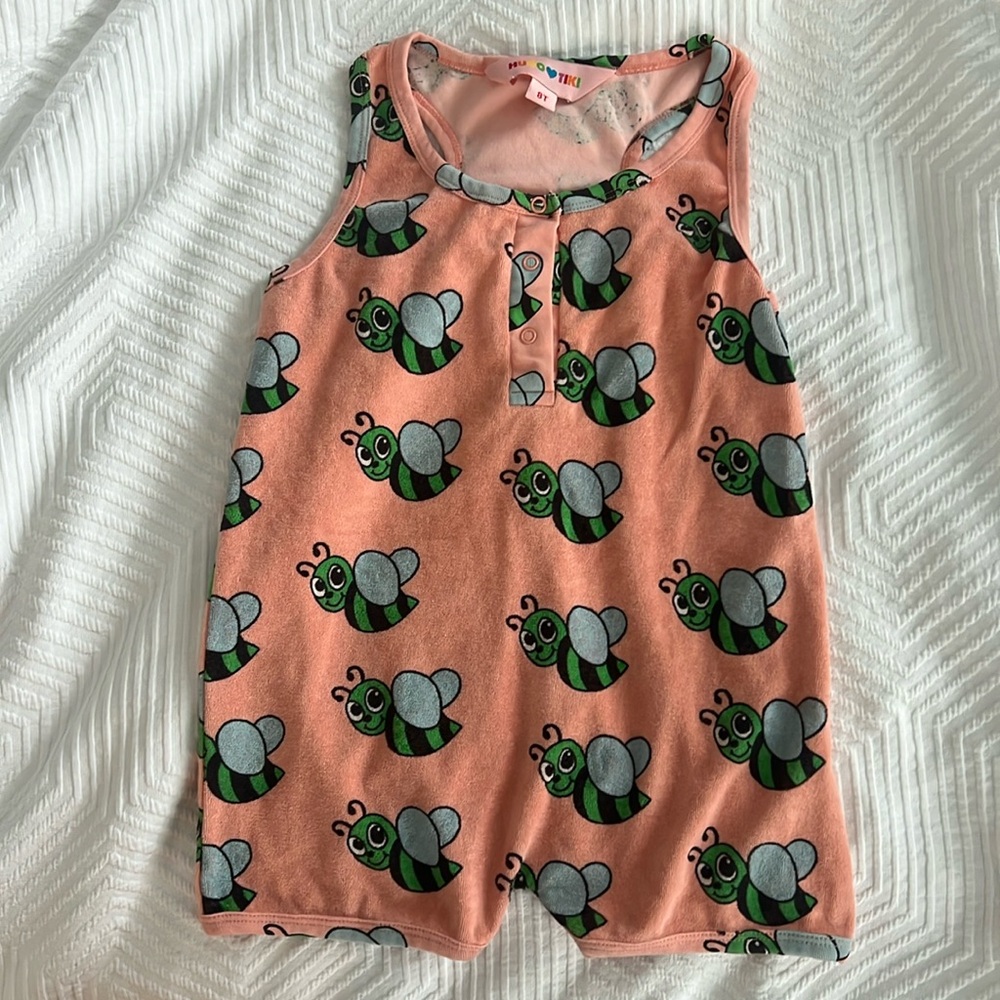 Hugo Loves Tiki Bee Romper Terry Cloth